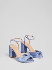 LK Bennett Blue Lilith Blue Fabric Twist Front Sandals - Image 2 of 4