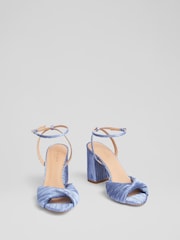 LK Bennett Blue Lilith Blue Fabric Twist Front Sandals - Image 3 of 4