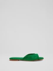 LK Bennett Cora Mint Leaf Green Suede Twist Front Sandals - Bild 1 von 4