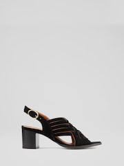 LK Bennett Black Kacey Suede Multi Strap Woven Sandals - Image 1 of 4