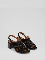 LK Bennett Black Kacey Suede Multi Strap Woven Sandals - Image 2 of 4