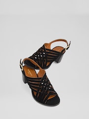 LK Bennett Black Kacey Suede Multi Strap Woven Sandals - Image 3 of 4