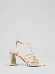 LK Bennett Metallic Noelle Pale Nappa Leather Tubular Oloid Sandals - Image 1 of 3