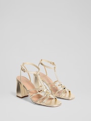 LK Bennett Metallic Noelle Pale Nappa Leather Tubular Oloid Sandals - Image 2 of 3