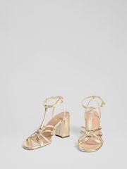 LK Bennett Metallic Noelle Pale Nappa Leather Tubular Oloid Sandals - Image 3 of 3