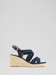 LK Bennett Blue Mariana Suede Multi Strap Sandals - Image 1 of 4