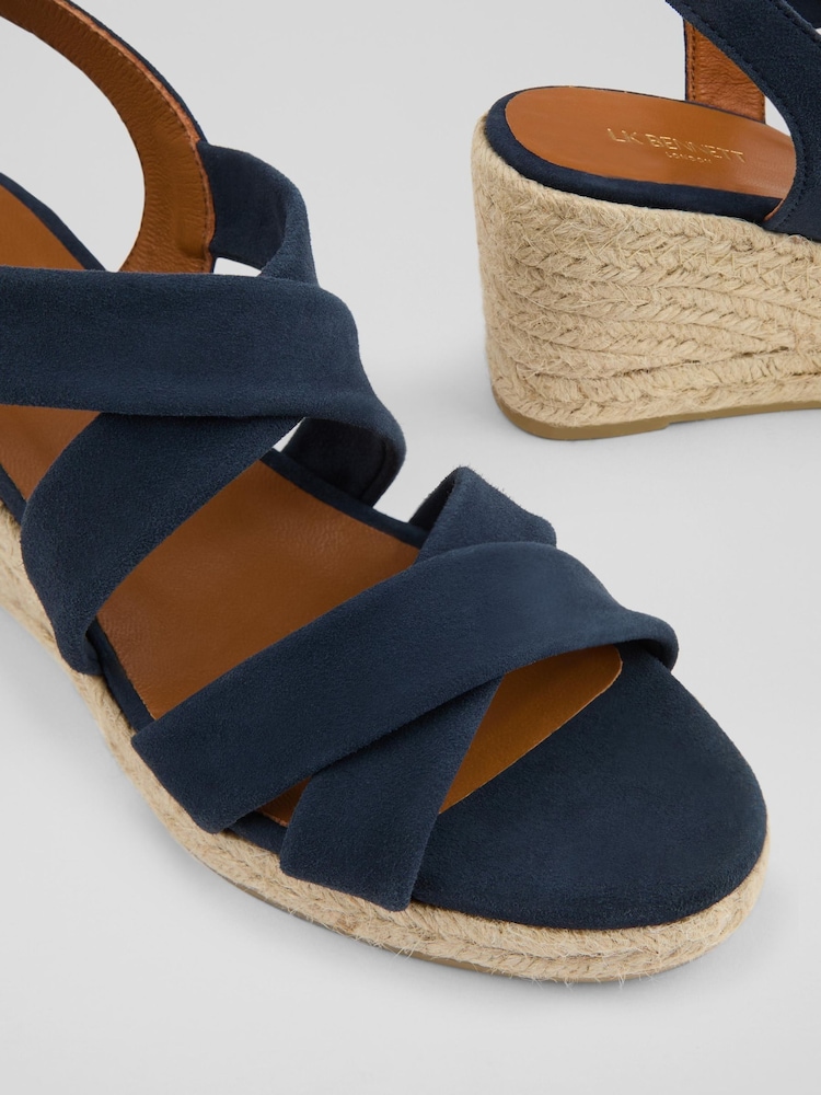 LK Bennett Blue Mariana Suede Multi Strap Sandals - Image 4 of 4