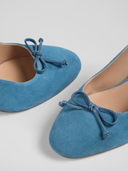 LK Bennett Blue Louise Powder Suede Ballerina Slingback Shoes - Image 4 of 4