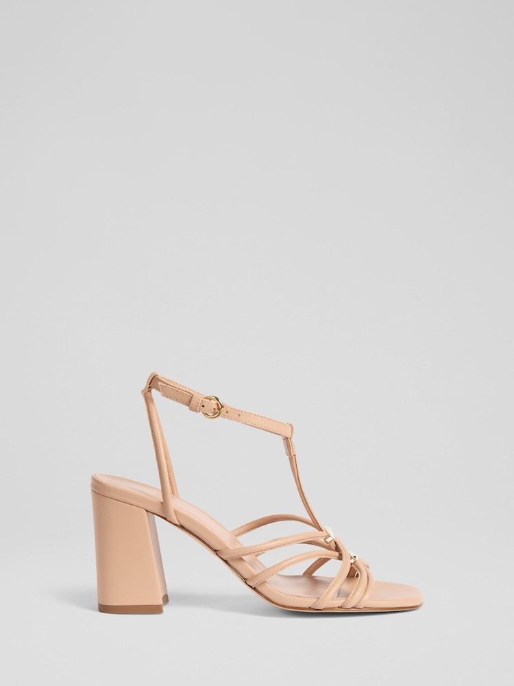 LK Bennett Natural Noelle Trench Nappa Leather Tubular Oloid Sandals - Image 1 of 2