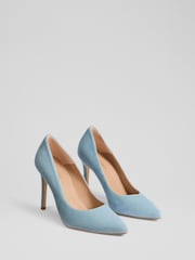LK Bennett Fern Powder Suede Pointed Stiletto Court Shoes - Slika 2 iz 4