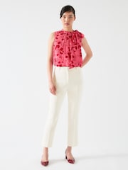 LK Bennett Cream Lily Flat Front 7 & 8Th Trousers - Image 1 of 4