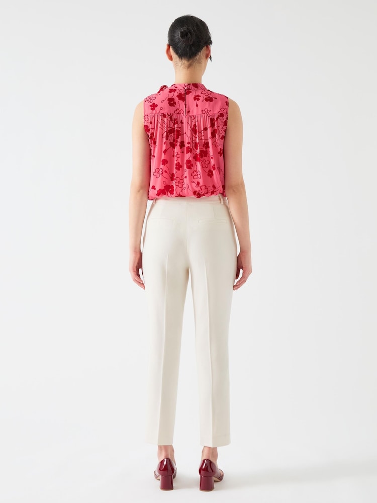 LK Bennett Cream Lily Flat Front 7 & 8Th Trousers - Image 2 of 4