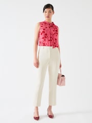 LK Bennett Cream Lily Flat Front 7 & 8Th Trousers - Image 3 of 4