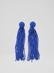 LK Bennett Blue Estel Ultra Blue Beads Tassel Bead Drop Jewellery Set - Image 1 of 2