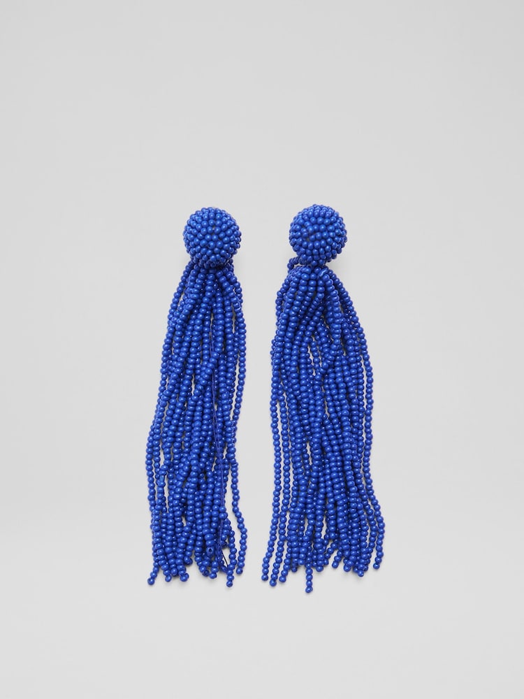 LK Bennett Blue Estel Ultra Blue Beads Tassel Bead Drop Jewellery Set - Image 1 of 2