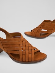 LK Bennett Brown Kacey Tan Suede Multi Strap Woven Sandals - Image 4 of 4