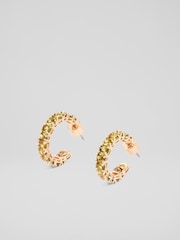 LK Bennett Pink Rae Crystal & Gold Plating Crystal Open Hoop Earrings - Image 1 of 2