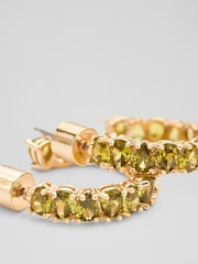 LK Bennett Pink Rae Crystal & Gold Plating Crystal Open Hoop Earrings - Image 2 of 2