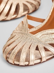 LK Bennett Metallic Aspen Pale Leather Heeled Plaited Front Dorsay Sandals - Image 4 of 4