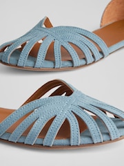 LK Bennett Blue Aubrey Powder Suede Plaited Front Dorsay Shoes - Image 4 of 4