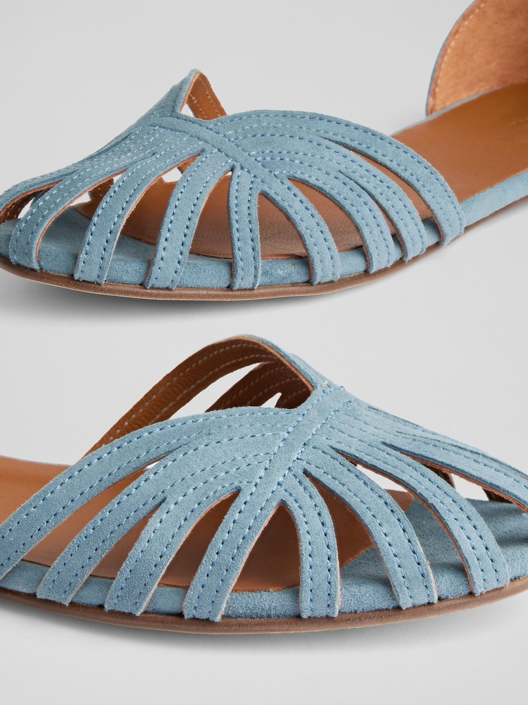 LK Bennett Blue Aubrey Powder Suede Plaited Front Dorsay Shoes - Image 4 of 4