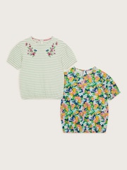 Monsoon Stripe Floral 100% Cotton T-Shirts 2 Pack - Bild 2 von 4