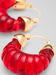 LK Bennett Red Kayla Acetate Resin Hoop Earrings - Image 2 of 2
