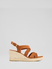 LK Bennett Brown Mariana Tan Suede Multi Strap Sandals - Image 1 of 4