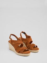 LK Bennett Brown Mariana Tan Suede Multi Strap Sandals - Image 2 of 4