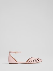 LK Bennett Pink Aubrey Suede Plaited Front Dorsay Shoes - Image 1 of 4