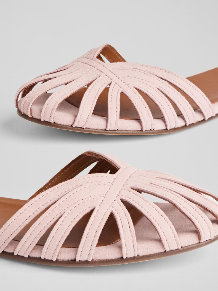 LK Bennett Pink Aubrey Suede Plaited Front Dorsay Shoes - Image 4 of 4