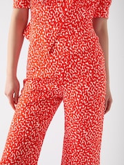 LK Bennett Red Sophie Aurora & Birch Viscose Ikat Spot Print Trousers - Image 4 of 4