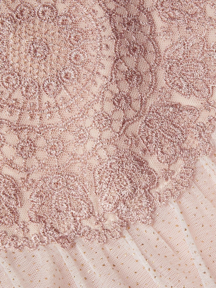 Monsoon Pink Baby Pink Estella Embroidered Tulle Dress - Image 2 of 2