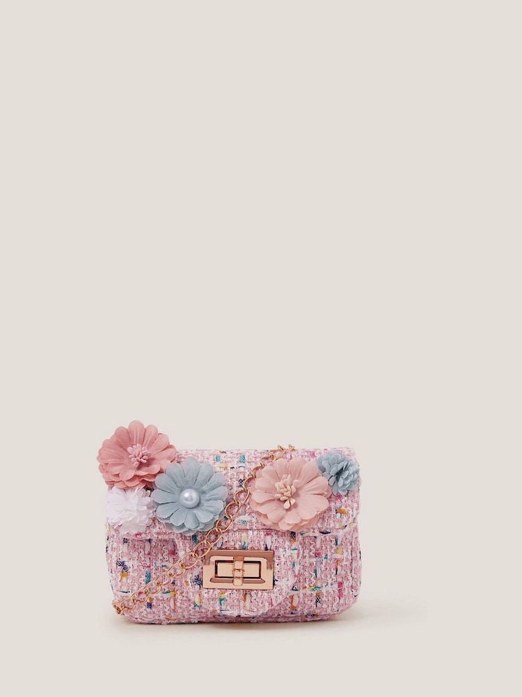 Monsoon Pink Mini Flower Print Boucle Bag - Image 1 of 1