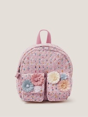 Monsoon Pink Mini Flower Print Boucle Backpack - Image 1 of 4