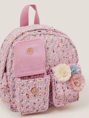 Monsoon Pink Mini Flower Print Boucle Backpack - Image 3 of 4