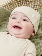 MORI Ecru Cotton & Bamboo Baby Hat - Image 1 of 1