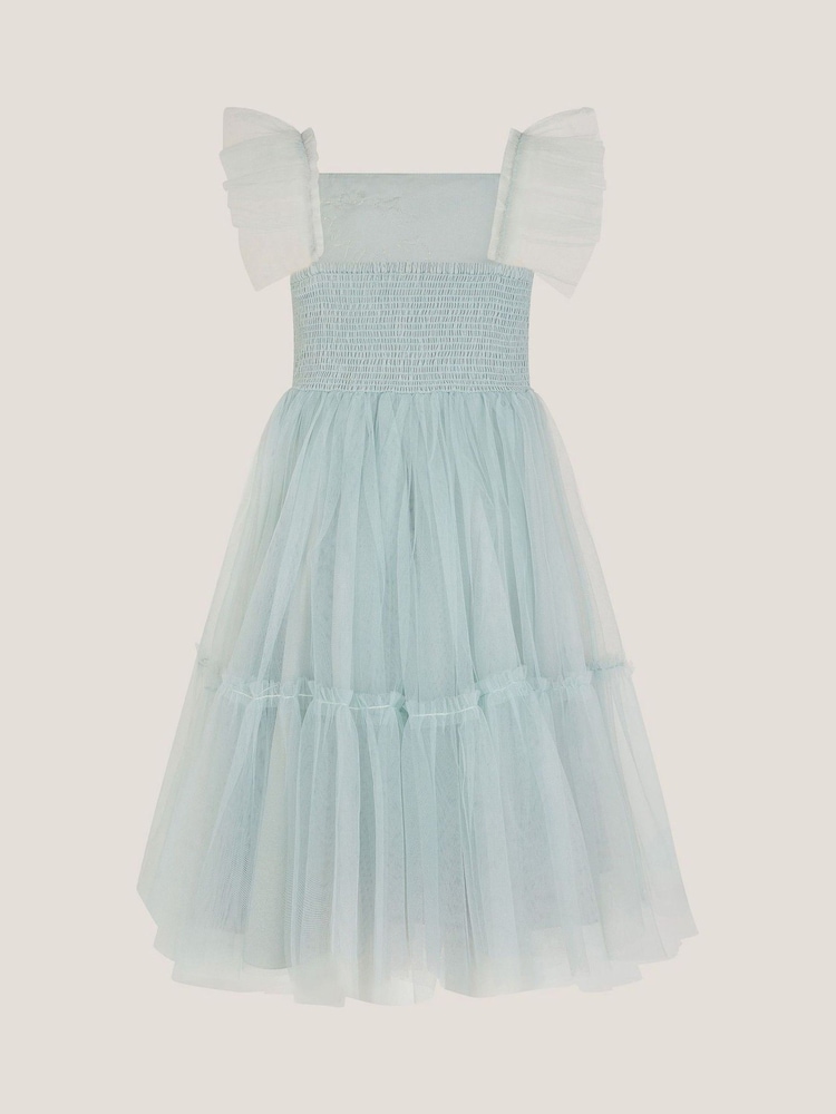 Monsoon Green Eva Floral Embroidered Tulle Dress - Image 2 of 2