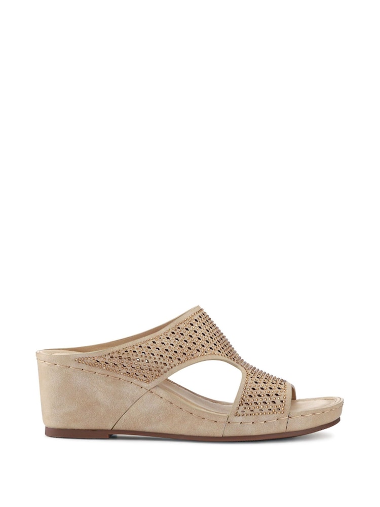 Pavers Natural Tall Wedge Heel Mules - Image 1 of 5