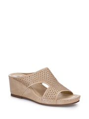 Pavers Natural Tall Wedge Heel Mules - Image 2 of 5