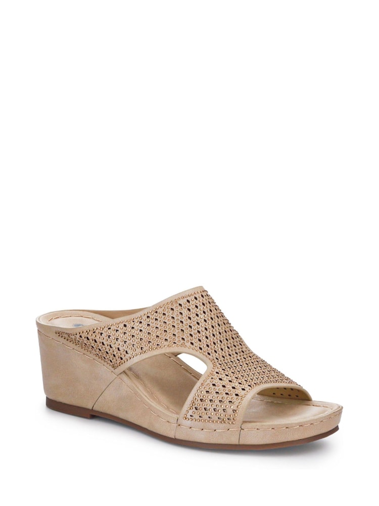 Pavers Natural Tall Wedge Heel Mules - Image 2 of 5