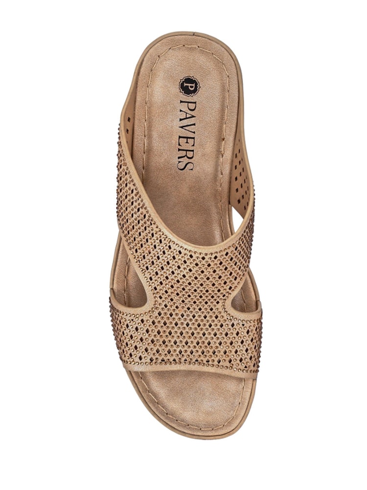 Pavers Natural Tall Wedge Heel Mules - Image 4 of 5