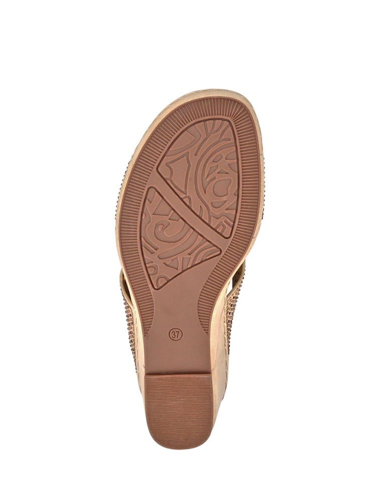Pavers Natural Tall Wedge Heel Mules - Image 5 of 5