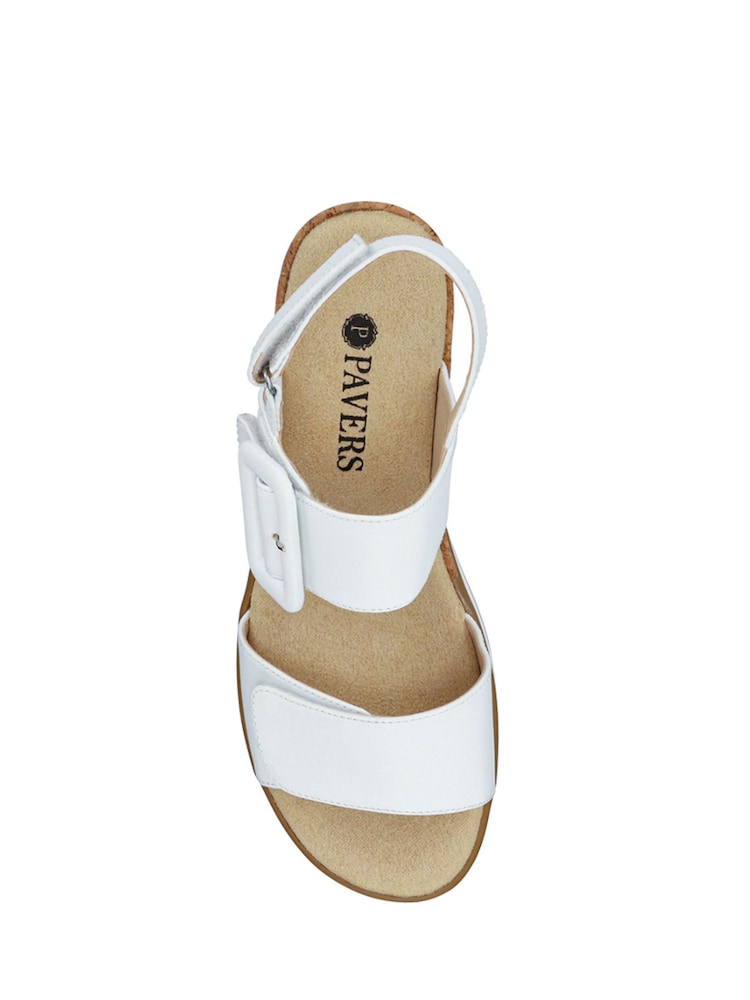 Pavers White Adjustable Wedge Heel Sandals - Image 4 of 5