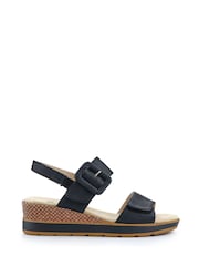 Pavers Black Adjustable Wedge Heel Sandals - Image 1 of 5
