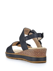 Pavers Black Adjustable Wedge Heel Sandals - Image 3 of 5