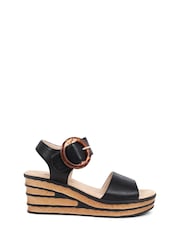 Pavers Black Touch Fasten Wedge Sandals - Image 1 of 5