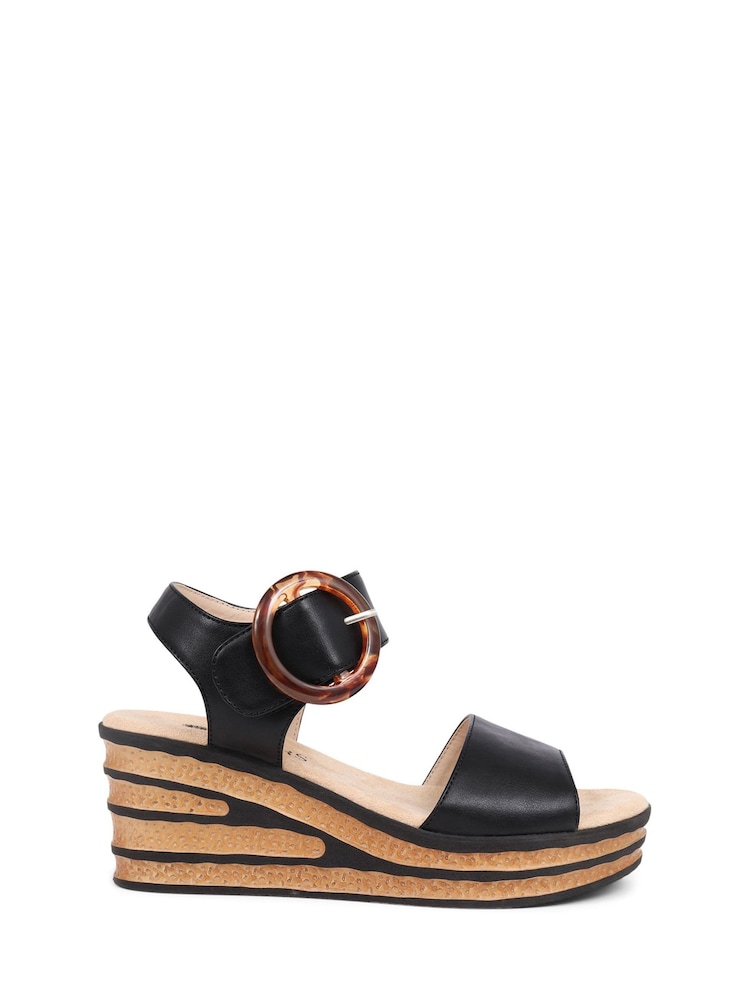 Pavers Black Touch Fasten Wedge Sandals - Image 1 of 5