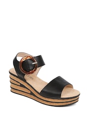 Pavers Black Touch Fasten Wedge Sandals - Image 2 of 5