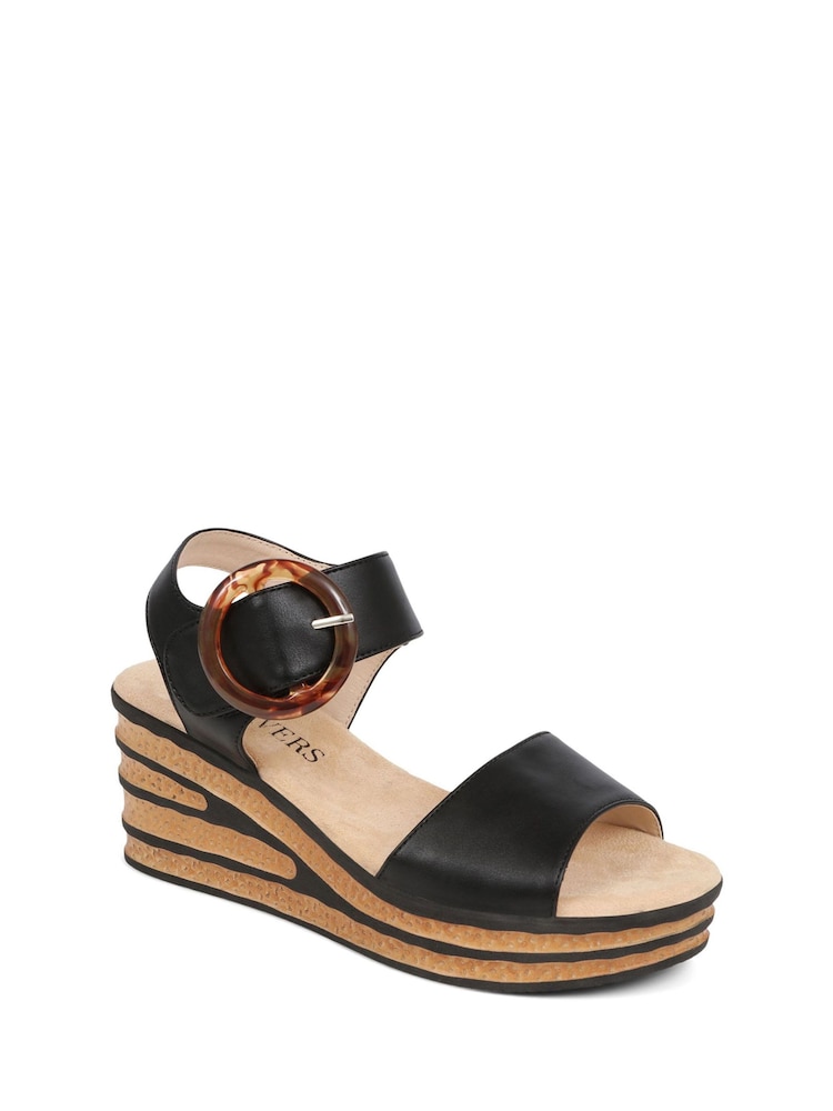 Pavers Black Touch Fasten Wedge Sandals - Image 2 of 5